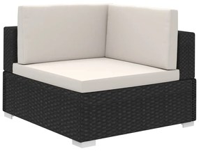 6 pcs conjunto lounge de jardim c/ almofadões vime PE preto