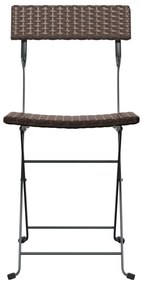Cadeiras de bistrô dobráveis 4 pcs vime PE e aço castanho
