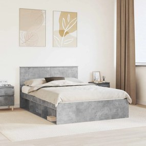 vidaXL Estrutura da Cama com cabeceira Cinza Concreto 150 x 200 cm