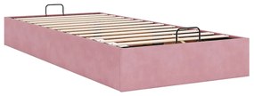 Otomano Bed Frame No Colchão Rosa 100x200 cm Veludo