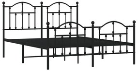 Estrutura de cama com cabeceira e pés 140x200 cm metal preto
