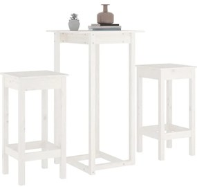 3 pcs conjunto de bar pinho maciço branco