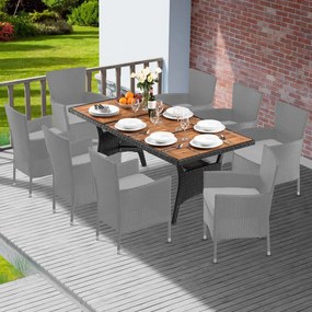 Mesa de jardim Polyrattan Takeo 190x90x74cm acácia preto