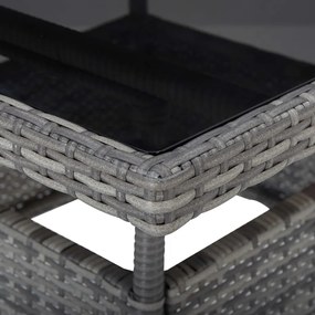5 pcs conjunto de jantar p/ jardim vime PE e acácia cinzento