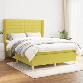 vidaXL Cama com molas/colchão 140x190 cm tecido verde