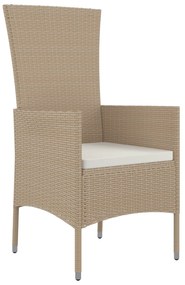 Conjunto de Jantar de Jardim vidaXL de 5 Peças com Almofadas em Rattan