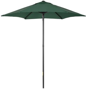 Outsunny Chapéu de Sol de Jardim Ø2x2 m Chapéu de Sol com Mastro de Alumínio Manivela Teto com Ventilação Verde