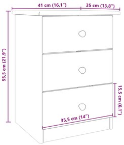 Mesa de cabeceira ALTA 41x35x55 cm pinho maciço branco