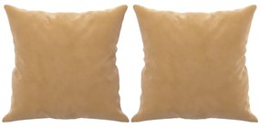 Sofá 2 lugares c/ almofadas decorativas 120 cm veludo castanho