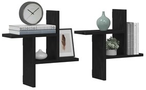 Prateleiras de parede 2 pcs derivados madeira carvalho preto