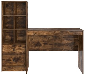Mesa com Armazenamento Carvalho Fumado Madeira de Engenharia
