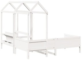 Conj. sofá-cama e banco c/ telhado 90x190cm pinho maciço branco