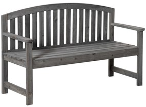 Outsunny Banco de Jardim de 3 Lugares Banco de Ripas de Madeira com Encosto Apoio para os Braços Terraço Varanda Exterior Carga 320kg 140x50x85cm Cinza