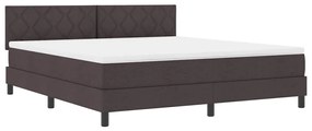Cama Box com Colchão &amp; LED Marrom Escuro 180x200 cm Tecido