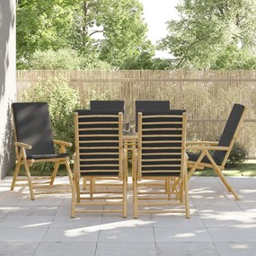 vidaXL 6 pcs cadeiras reclináveis/dobráveis c/ almofadões cinza escuro