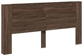 Armário cabeceira luzes LED 200x16,5x103,5 cm carvalho castanho