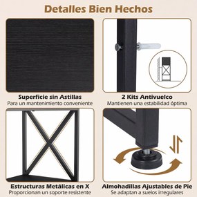 Mesa Consola com 4 gavetas em tecido 98,5 x 29 x 79,5 cm, estante, Estrutura metálica, padrão em mosaico de madeira, para corredores e espaços pequeno