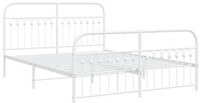 Estrutura de cama com cabeceira e pés 160x200 cm metal branco
