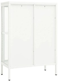 Aparador 75x35x105 cm vidro e aço branco