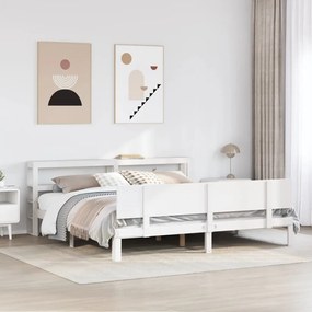 Estrutura de cama c/ cabeceira sem colchão 200x200 cm branco