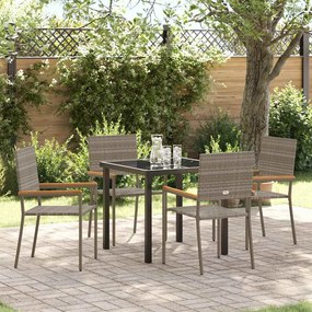 vidaXL Conjunto de Jantar de Jardim de 5 Peças Cinzento Rattan PE