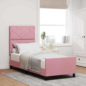 vidaXL Cama Box com cabeceira Rosa 80 x 200 cm Veludo