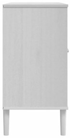 Aparador SENJA aspeto de vime 112x40x80 cm pinho maciço branco