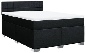 Cama com molas/colchão 140x200 cm tecido preto