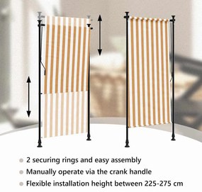 Estore de rolo exterior 120x270 cm tecido/aço laranja e branco