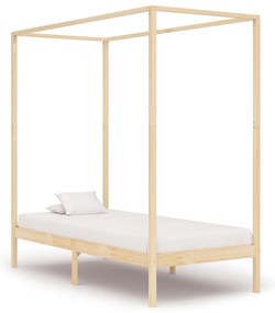 vidaXL Estrutura de cama com toldo 100x200 cm pinho maciço