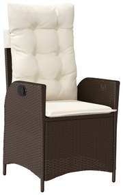 Conjunto de Jantar de Jardim 7 Peças com Almofadas Castanho Rattan Pol