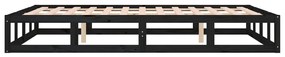 Estrutura de cama casal 135x190 cm 4FT6 madeira maciça preto