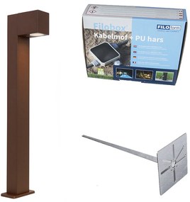 Candeeiro de exterior castanho ferrugem com espigão de terra e prensa-cabos 65cm IP44 - Baleno Industrial,Moderno
