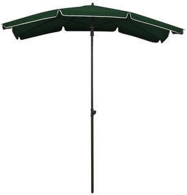 Guarda-sol de jardim com poste 200x130 cm verde