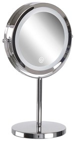 Espelho de maquilhagem LED prateado ø 20 cm VERDUN Beliani