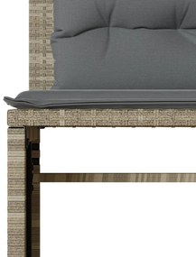 4 pcs conj. sofás jardim c/ almofadões vime PE cinzento-claro