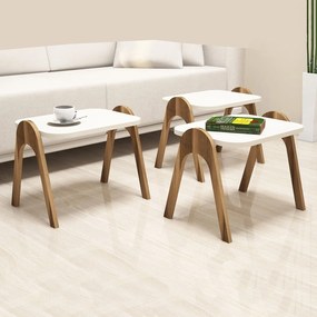 Conjunto de Mesas de Encastrar Paris – Nogueira e Creme – 48,6 cm x 42