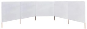 Para-vento com 5 painéis em tecido 600x80 cm cor areia branco