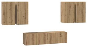 Conjunto de móvel de TV com prateleira 6 pcs carvalho artisiano