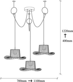Candeeiro Tel – Preto – Diâmetro 118 cm, Altura 122 cm
