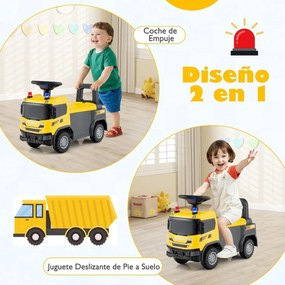 Andarilho carro de bombeiros para crianças com luzes, sirenes e música com arrumação debaixo do assento para crianças a partir dos 18 meses Amarelo