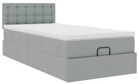 Cama otomana com colchão 90x200 cm tecido cinzento claro