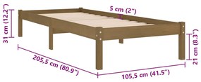 Estrutura de cama 100x200 cm pinho maciço castanho mel