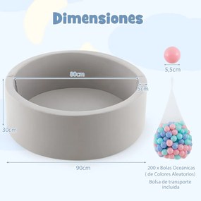 Piscina de bolas de espuma macia e redonda 90 x 30 cm para crianças e bebés com saco de arrumação