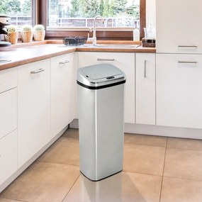 Caixote do Lixo Inteligente – Cor: Prata – Aço Inoxidável – 33 x 25 x 84 cm preço agradável automático e inteligente é ideal sensor