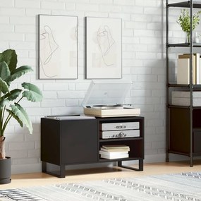 vidaXL Armário para discos 85x38x48 cm derivados de madeira preto