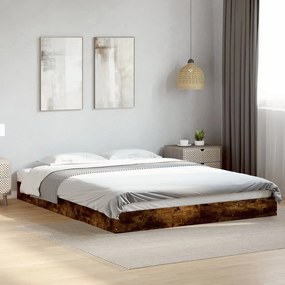 Estrutura de cama sem colchão 160x200 cm carvalho fumado
