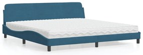vidaXL Cama com colchão 200x200 cm veludo azul
