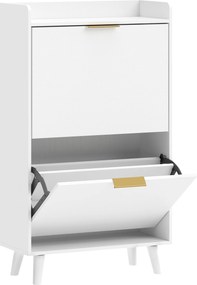 HOMCOM Sapateira 12 pares, armário para sapatos estreito com 2 gavetões basculantes, prateleiras ajustáveis, branco | Aosom Portugal