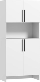 HOMCOM Armário de cozinha, armário despensa para cozinha, sala de estar, sala de jantar, armários, prateleiras, suporte para micro-ondas, aglomerado, Branco | Aosom Portugal
